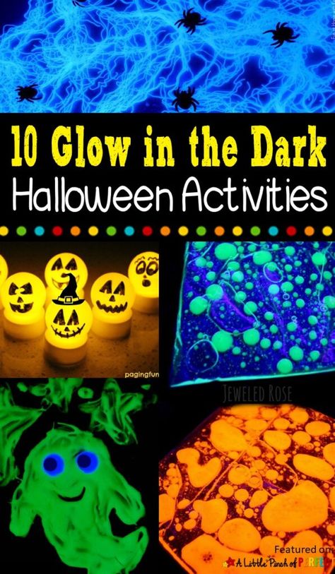 10 Fantastic Glow in the Dark Halloween Kids Activities (#halloween #kidsactivities #glowinthedark) Glow In The Dark Fall Party, Glow In The Dark Experiments, Halloween Glow Party Classroom, Glow In The Dark Arts And Crafts, Halloween Glow Party Ideas, Glow In The Dark Crafts For Kids, Glow In The Dark Party Ideas For Kids, Glow In The Dark Halloween Party, Glow In The Dark Party Ideas