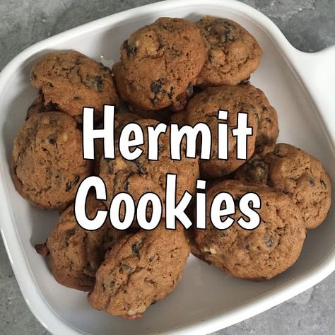 Delicious spiced cookies--a recipe handed down from the early 1900's. Recipe For Hermits, Hermit Cookies, Christmas Cooking, Ginger Snaps, Cookie Sheet, How To Make Cookies, Vintage Recipes, Recipe Collection, Raisin