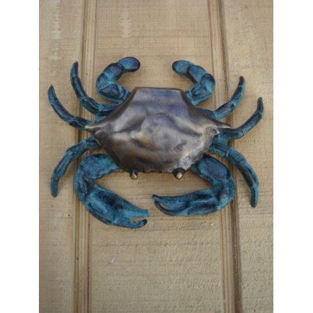 Paint it cast iron - from Wal-Mart.  Buy Solid Brass Blue Crab Door Knocker Nautical FL Home/Beach House/Front Door Decor at Walmart.com Beach House Front Door, Blue Claw Crab, Fishing Shack, Door Knobs And Knockers, Door Bells, Tropical Home Decor, House Front Door, Home Beach, Blue Crab