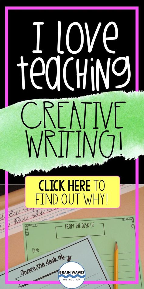 Creative writing is so much fun to teach! It inspires a love of writing and builds a community of writers. Check out my favorite reasons for adding creative writing to any classroom! Literary Writing, Writing Club, Creative Writing Lesson, Admission Essay, Teaching Creative Writing, English Essay, Application Essay, Creative Writing Activities, Creative Writing Classes