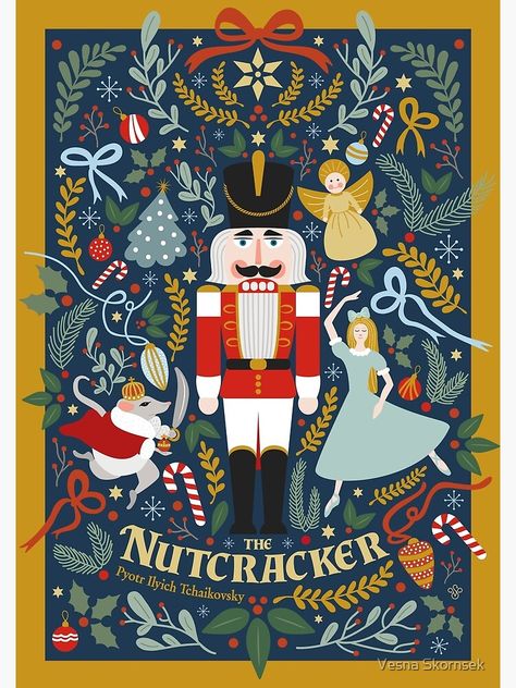 "The Nutcracker" Poster by vskornsek | Redbubble Ballet Posters, Japan Illustration, Nutcracker Ballet, The Nutcracker, Christmas Poster, Arte Sketchbook, Noel Christmas, Nutcracker Christmas, Christmas Illustration