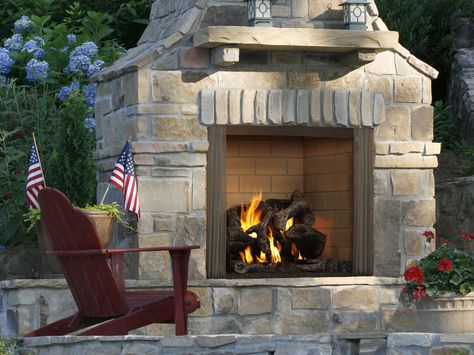 Outdoor wood burning fireplace