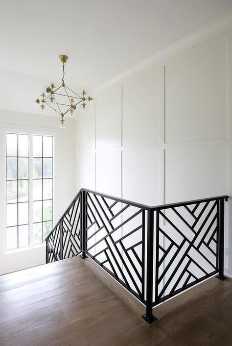 Modern Stair Railing Ideas and Inspiration | Hunker درابزين السلم, Transitional Staircase, درج السلم, Modern Stair Railing, Staircase Railing, Staircase Railing Design, Iron Railings, Modern Contemporary Home, Railing Ideas