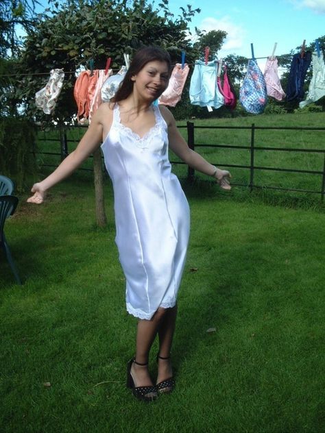 Satin Nightie, Classic Lingerie, Satin Dress Long, Laundry Day, Satin Lingerie, Full Dress, White Slip, Lace Slip, Satin Slip