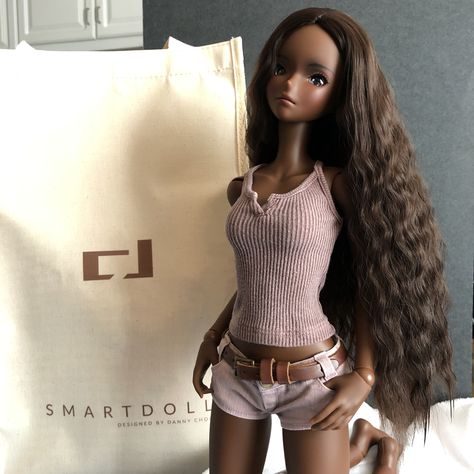 Reflection (River) - Smart Doll by Danny Choo Black Smart Doll, Black Porcelain Doll, Black Doll Aesthetic, Black Bjd Dolls, Black Blythe Dolls, Smart Doll Clothes, Dark Skin Girl, Dollete Coquette, Coquette Dark