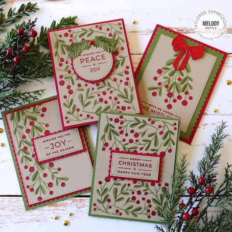 A Paper Melody: The Taylored Expressions Christmas Release!!! Taylored Expressions Mistletoe Stencil, Stencil Cards, Fruit Diy, Stamping Cards, Holiday Stamping, Taylored Expressions, Under The Mistletoe, Stenciling, Winter Cards