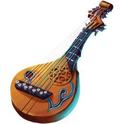 Lute - "Memory Strings" capable of storing sound on its strings for a number of days equal to user's level.  The lute can then play on its own, so long as the user is within a range equal to 5x's user's level.  The instrument is a +6 'Channeling' spell adder. Bard Instruments, Dnd Cards, Bard Aesthetic, Rpg Items, Instrument Design, Tiefling Bard, Magical Items, D D Items, Props Art