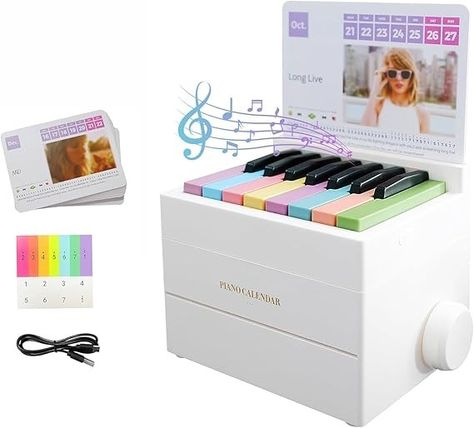 Amazon.com : Playable Piano Desk Calendar 2024-2025,Swift Piano Calendar,White Mini Piano Calendar,With 52 Music Scores in 27 Cards,Gift for Family and Friends(2024-White) : Office Products Singer Stickers, Mini Piano, Miniature Piano, Piano Desk, Taylor Gifts, Piano Gifts, Piano Beginner, Taylor Songs, Desktop Calendar