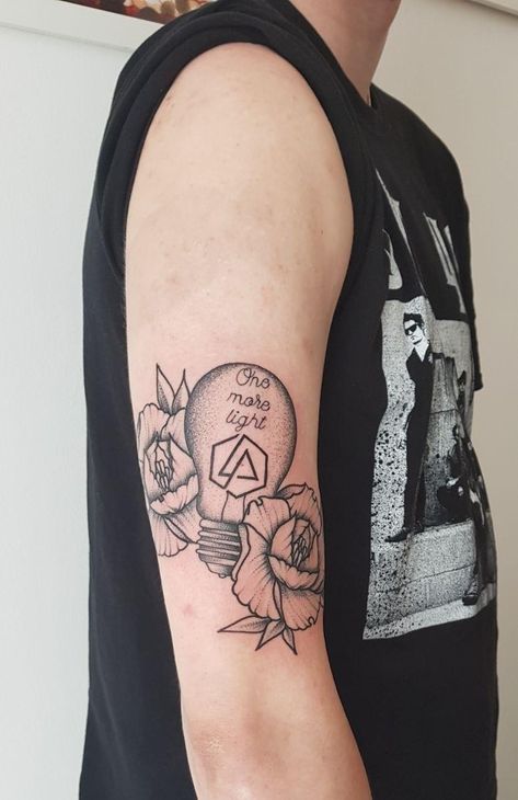 One More Light - Linkin Park  by Adm Clouston @ Stay Classy Tattoo Schiedam NL [Instagram @admclouston] One More Light Tattoo Linkin Park, One More Light Tattoo, One More Light Linkin Park, Linkin Park Tattoo, Classy Tattoo, Light Tattoo, R Tattoo, Classy Tattoos, Body Is A Temple