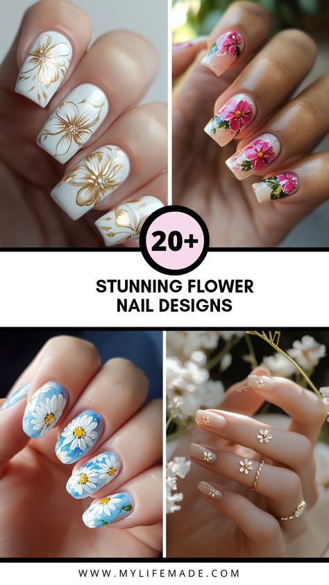 Discover stunning flower nail design ideas that celebrate natural beauty and creativity. Whether you want cute delicate flowers for a daily look, bold bright florals for special occasions, or trendy mixed-media designs, there’s something here for every style. Explore different patterns, colors, and techniques to upgrade your manicure. Highlight your personal style with elegant floral art that fits any life moments. Turn simple nails into eye-catching floral masterpieces full of charm, sophistication, and nature-inspired flair. Floral Nail Design, Flower Nail Design, Tropical Nail Designs, Beach Nail Designs, Tropical Nails, Floral Nail Designs, Summer Manicure, Flower Nail Designs, Floral Nail