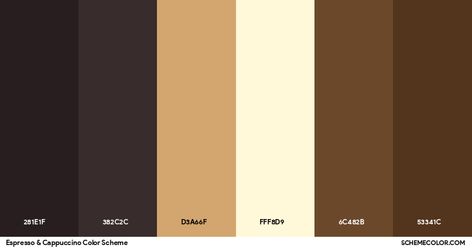 Espresso & Cappuccino Color Scheme » Black Brown And Black Color Scheme, Black Color Scheme, Color Scheme Generator, Wedding Skin, Coffee Names, Cappuccino Color, Web Design Color, Bday Decor, Black Palette