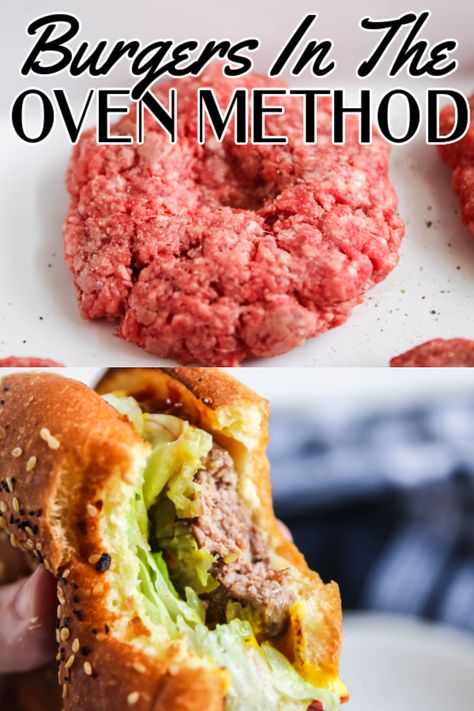 Easy Burgers In The Oven, Burgers In The Oven Easy Recipes, Homemade Hamburgers In Oven, Making Hamburgers In The Oven, Oven Cave Burgers, Oven Broiled Burgers, Broiling Hamburgers In Oven, Oven Baked Hamburgers And Onions, Hamburgers In The Oven Easy