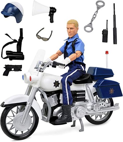 Toy Motorcycles, Police Toys, Spiderman Room, Funko Pop Exclusives, Bike Toy, On Motorcycle, Police Uniforms, Isometric Design, Male Doll