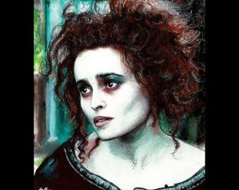 Prints Originals Dark Art Portraits Pop Art by chuckhodi on Etsy Sweeney Todd Drawing, Pop Art Halloween, Horror Demon, Goth Coat, Tim Burton Johnny Depp, Mrs Lovett, Marla Singer, Lala Land, Cosplay Inspiration