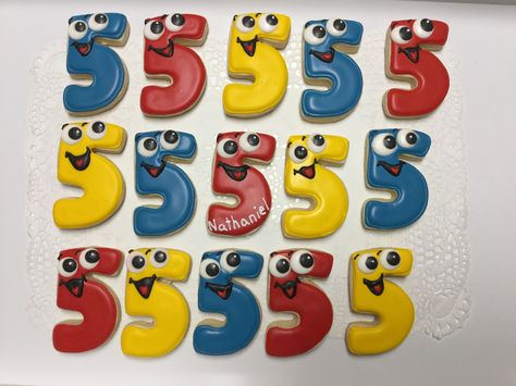 5 Cookies Number, Number 5 Cookies Decorated, Number Cookies, Elegant Cookies, Mickey Mouse Clubhouse Birthday Party, Birthday 2023, Mickey Mouse Clubhouse Birthday, Decorated Sugar Cookies, Cookies Decorated