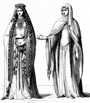 Marie de France 12th Century Clothing Women, 1200s Fashion, 11th Century Clothing, 12th Century Fashion, 12th Century Clothing, Byzantine Fashion, Emperor Constantine, English Clothes, Irish Clothing