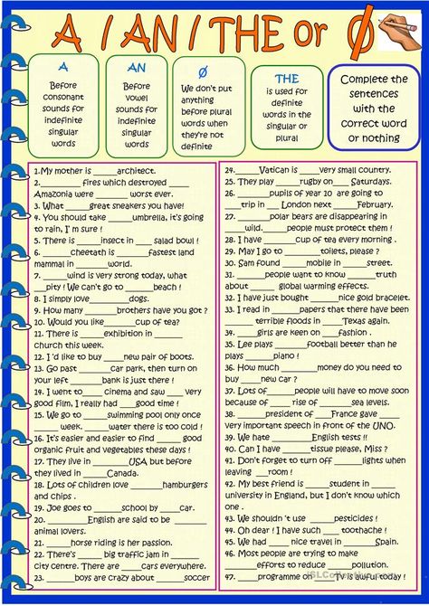 A ,an the or zero determiner new practice with tips - English ESL Worksheets for distance learning and physical classrooms Determiners Worksheets, Zero Article, Adult Worksheets, Articles In English Grammar, English Pictures, Article Grammar, Articles Worksheet, Plural Words, Esl Ideas