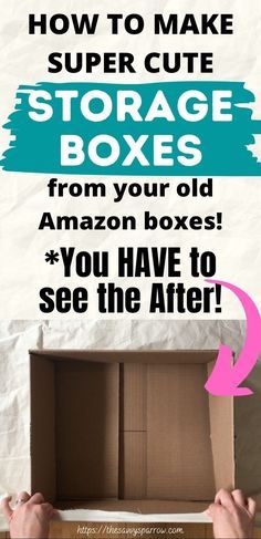 Repurpose Cereal Boxes, Decorate Boxes Ideas, Cardboard Repurpose, Diy Storage Bins, Paper Storage Ideas, Cardboard Box Storage, Cardboard Box Diy, Amazon Boxes, Cardboard Projects