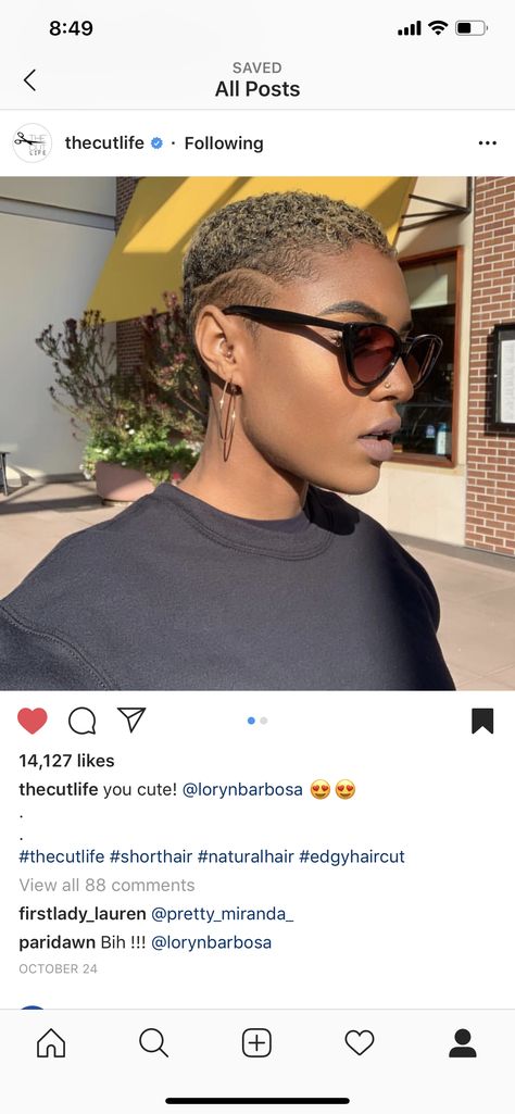 Black Lesbian Haircuts, Natural Pixie Haircut Black Women 4c, Low Cut Hair Black Women Round Face, Fades For Women, Female Fade Haircut, Short Shaved Hair, Short Twa Hairstyles, Pool Day Hair, Twa Haircuts