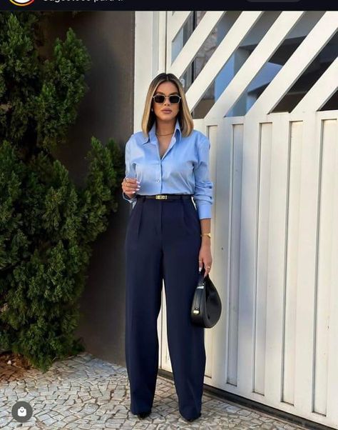 Blue On Blue Outfit, Blue Polo Shirt Outfit Women, Monochromatic Outfit Casual, Blue Monochromatic Outfit, Blue Work Blouse, Blue Top Outfit, Outfit Tutorial, Epic Clothing, Royal Blue T Shirt