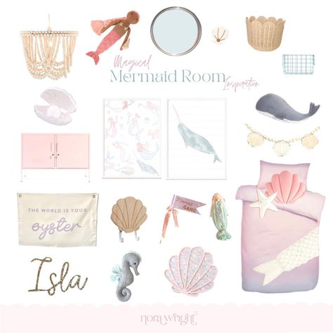 Instagram Felt Sea Creatures, Trace The Shapes, Mermaid Theme Room, Mermaid Girls Room, Tulip Basket, Shell Garland, Ikea Kura Bed, Kura Bed, Ikea Kura