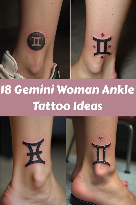 18 Gemini Woman Ankle Tattoo Ideas Woman Ankle Tattoo, Gemini Symbols, Ankle Tattoo Ideas, Gemini Women, Women's Shoulder Tattoo, Gemini Symbol, Rib Tattoos For Women, Ankle Tattoos, Women Tattoos