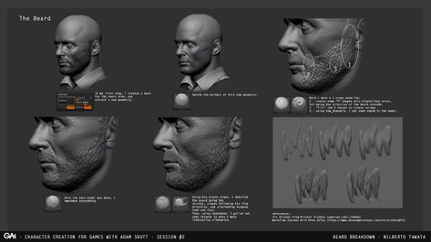 Zbrush Tutorial – Sculpting Beard and Hair by Nilberto Tawata – zbrushtuts Beard Sculpting, Doterra Hair, Zoella Hair, Zbrush Hair, Zbrush Tutorial, Short Beard, 3d Tutorial, Modeling Tips, Body Sculpting