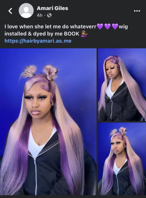 Purple Wig Hairstyles, Purple Wigs Black Women, Wig Colors Black Women, Purple Hairstyles, Wig Installs, Doll Hairstyles, Hair Color For Dark Skin, Event Hairstyles, Teenage Hairstyles