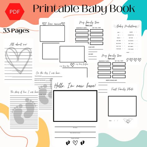 Excited to share the latest addition to my #etsy shop: Printable Baby Book https://etsy.me/3tkntQD #babybookprintable #babymemorybook #genderneutralbook #babybookfirstyear #babymilestonebook #minimalistgender #digitalbabybook #instantdownload #babyjournal Family Photo Home, All About Me Page, Baby Milestone Book, Baby Boy Scrapbook Layouts, Baby Shower Unique, Baby Book Pages, I Have Arrived, First Family Photos, Baby Record Book