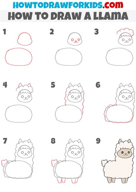 How To Draw A Llama Easy, How To Draw A Lama Step By Step Easy, Lama Painting Easy, How To Draw A Lama, Easy Llama Drawing, Lama Drawing Easy, Llama Drawing Easy Step By Step, How To Draw Llama, How To Draw A Llama