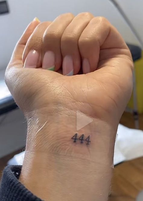 Meaning Ful Small Tattoos, 444 Tattoo On Hand, Tiny 444 Tattoo, 444 Tattoo Ankle, Angel Number Wrist Tattoo, Tattoo Ideas 333, Angel Number Tattoo 444, 4 Tattoo Number, Angel Number 444 Tattoo