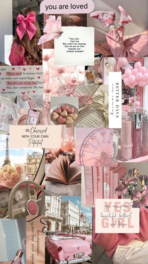 #pink #love #girl #aesthetic #promise #quotes #ily #heart #flowers #motivation Girly Aesthetic Collage, Motivational Wallpaper Aesthetic Pink, Tracy Aesthetic, Pink Moodboard Aesthetic, Girly Quotes Aesthetic, Self Love Aesthetics, Pink Girly Quotes, Coquette Quotes, Mine Wallpaper