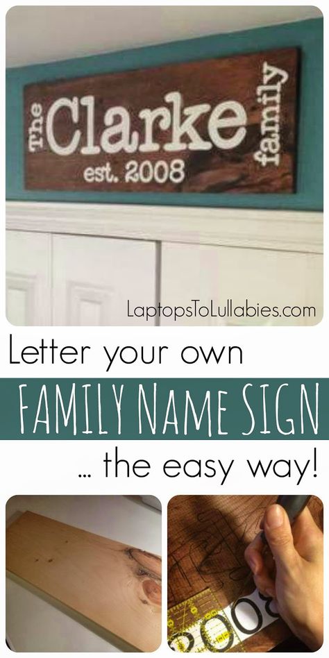 Family Name Sign Diy, Last Name Signs Wooden Diy, Name Art Projects, Love Picture Frames, Wooden Name Signs, Last Name Signs, Diy Building, Diy Letters, Wooden Names