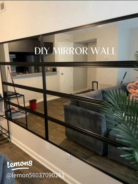 Check out this mirror wall!!!! | Article posted by Ingramoneous | Lemon8 6 Mirrors On Wall, Mirror Accent Wall Ideas, Mirrored Wall Living Room, 3 Mirrors On Wall Ideas, Mirror Wall Ideas, Mirror Wall Design Ideas, Mirrors On Wall, Mirror Accent Wall, Mirror Wall Design