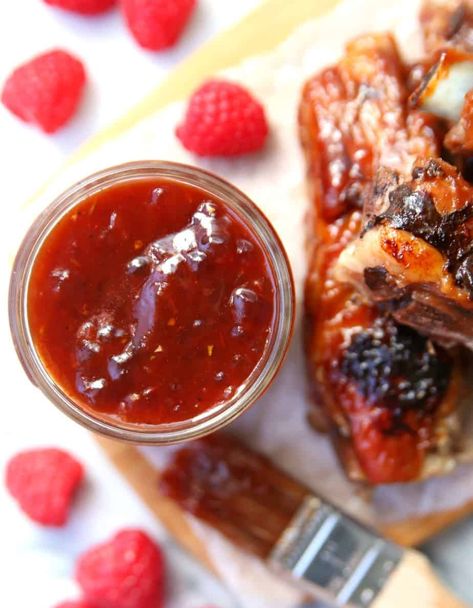 Raspberry Barbecue Sauce, Raspberry Bbq Sauce Recipe, Raspberry Bbq Sauce, Barbeque Sauces, Bbq Sauce Recipes, Pork Back Ribs, Make Bbq Sauce, Glazed Ribs, Chicken Ribs