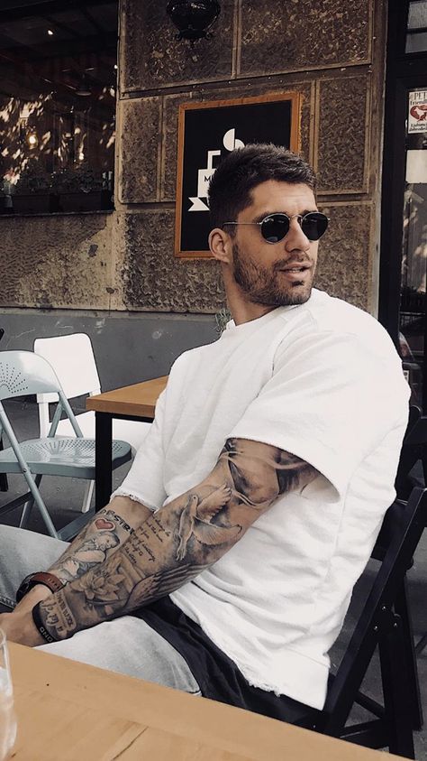 Men’s Sleeve Tats, Man With Sleeve Tattoo, Good Looking Tattoos For Men, Wrist Tattoos Men Sleeve, Sleeve Inspo Tattoo Men, Forearm Written Tattoo Men, Men With Sleeve Tattoos, Cover Up Tattoos For Men Hand, Unique Sleeve Tattoos Men