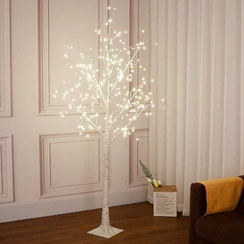 Amazon.com: Vanthylit 6FT 288LT White Birch Tree with Fairy Lights Warm White LED Tree for Indoor and Outdoor: Home & Kitchen Tree With Fairy Lights, Prelit Christmas Tree, Fairy Lights In Trees, Vase With Branches, Indoor Party, White Birch Trees, White Fairy Lights, Light Up Tree, Indoor Tree