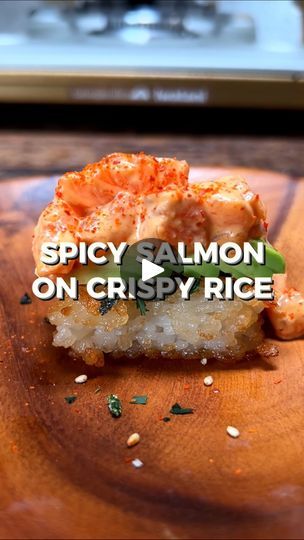 Spicy Tuna Sushi, Rice Crispies Recipe, Yummy Asian Food, Spicy Salmon, Spicy Tuna, Sushi Recipes, Sushi Rice, Rice Crispy, Rice Vinegar