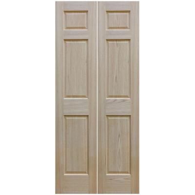 30 in. x 80 in. Unfinished 6-Panel Solid Core Red Oak Interior Bi-Fold Door Oak Bifold Doors, Wooden Bifold Doors, Interior Closet Doors, Red Oak Floors, Oak Interior, Bi Fold Door, Bifold Closet Doors, House Redo, Big Doors