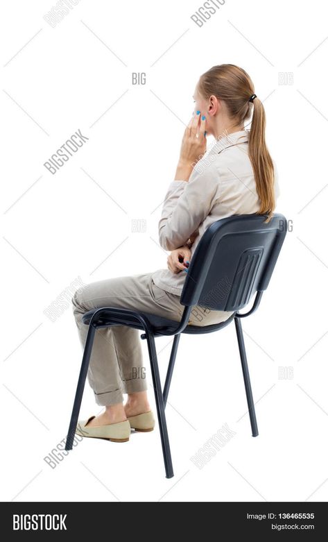 Sitting In Chair, Back Pose, Sitting Poses, Woman Sitting, Barcelona Chair, Long Hair Girl, Back View, Young And Beautiful, White Jacket