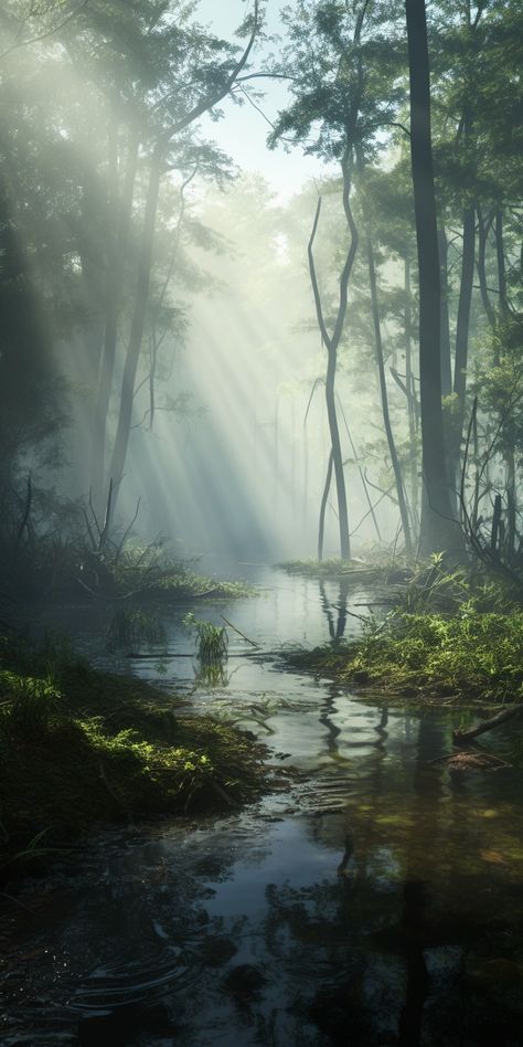 Swamp Pretty Swamp Aesthetic, Swamp Landscape Photography, Swamp Aesthetic Wallpaper, Swamp Landscape Art, Florida Swamp Aesthetic, Fantasy Marsh, Swamp Aesthetic Dark, Swamp Photos, The Drowned Woods