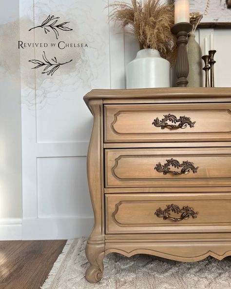 Full flip using a combination of Wax and Paint wash over French provincial dresser Dresser Update, Provincial Dresser, French Provincial Dresser, Provincial Furniture, French Provincial Furniture, French Provincial, Dresser, Furniture