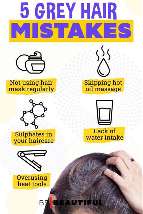 How to take care of grey hair Reduce Grey Hair, Curly Hair To Straight, Homemade Oils, Grey Hair Remedies, Homemade Hair Oil, Grey Hair Care, Shampoo For Gray Hair, Hair Mistakes, Hair Concerns