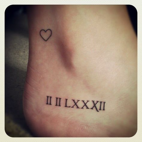 Fabulous Foot Placement Tattoo, Roman Numeral Tattoo, Numeral Tattoo, Ankle Tat, Roman Numeral Tattoos, Date Tattoos, Shape Tattoo, Foot Tattoos For Women, Geniale Tattoos