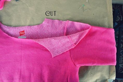 WobiSobi: Side Bow Sweatshirt DIY Repurposed Shirts, Sweatshirt Jackets Diy, Sweatshirt Refashion Remake, Sweatshirt Diy, Clothing Refashion, Hot Pink Sweatshirt, Bow Sweatshirt, Sweatshirt Makeover, Sweatshirt Refashion