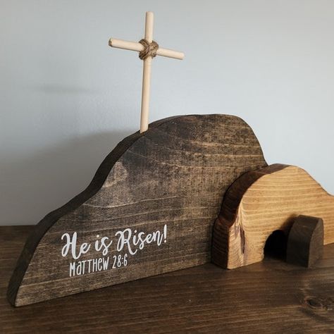 Diy Easter Tomb, Easter At Church, Christian Easter Decor Ideas Diy, Easter Decor Christian, Diy Easter Decorations Christian, Easter Christian Decor, Lent Decorations For Home, He Is Risen Decor, Christian Decorations