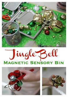 This jingle bell magnetic sensory bin is a fun way to explore science with preschoolers. What is magnetic? What is not? #christmas #sensorybin #preschool #AGE3 #AGE4 Rice Sensory Bin, Winter Sensory Bin, Christmas Activities For Toddlers, Christmas Sensory, Christmas Jingle Bells, Preschool Sensory, Sensory Bin Ideas, Christmas Preschool, Sensory Crafts