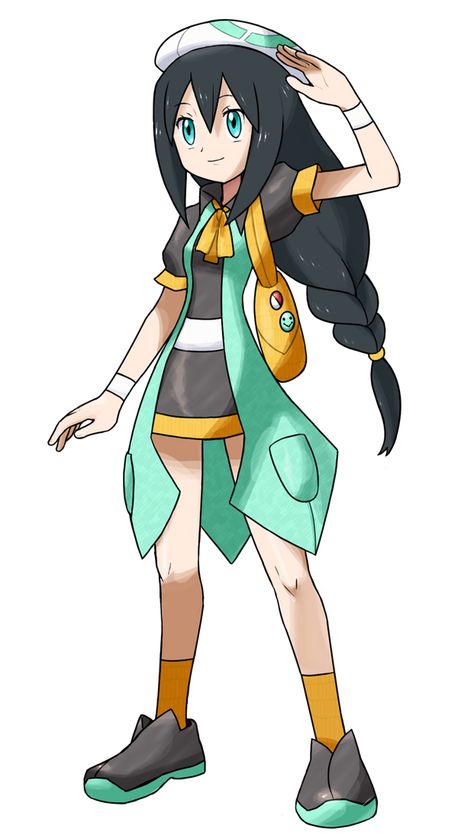 Welcome to the Oscan region! This is Ciana; Ciana is the female option of your character. Along with the choice of Felix, you can discover all the Pokémon your eyes can see! The name of the "game" ... Pokemon Player Characters, Pokemon Trainer Oc, Pokemon Trainer Costume, Pokemon Trainer Outfits, Female Pokemon Trainers, Lusamine Pokemon, Female Trainers, Pokemon Rpg, 3d Karakter