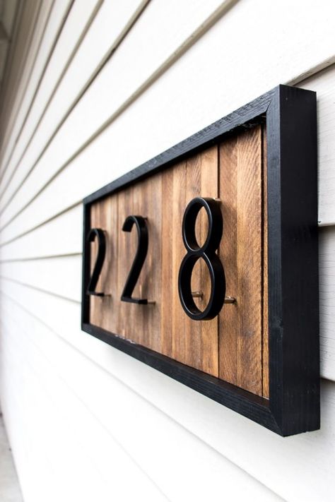 Modern House Number Sign, Modern House Numbers Sign, House Numbers Diy, Modern House Number, House Number Sign, Number Sign, House Number, Modern Diy, Outdoor Ideas