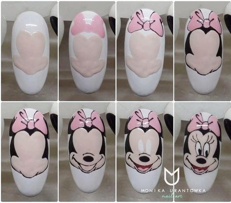 Cartoon Nail Designs, Mickey Mouse Nails, Minnie Mouse Nails, Mickey Nails, Nagellack Trends, Nail Drawing, Nails Cute, Nail Art Disney, Animal Nails